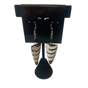 Bone & Ivory Brown & Creme Drop Earrings. Purchased in Uganda